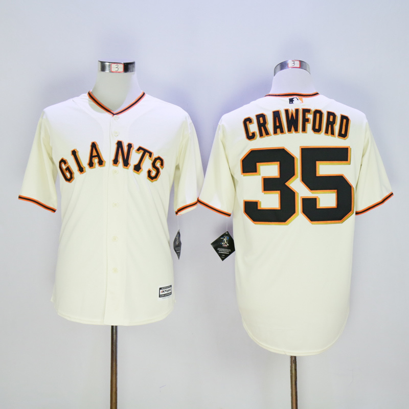 Men San Francisco Giants 35 Crawford Cream MLB Jerseys